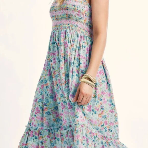 NWT LoveShackFancy Ottawa Midi Dress in Coral Reef Waves SMALL - Picture 1 of 4